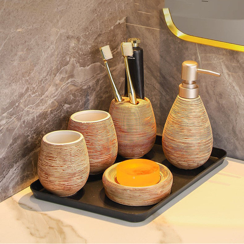 Vintage Style Toiletries Ceramic 5-piece Set