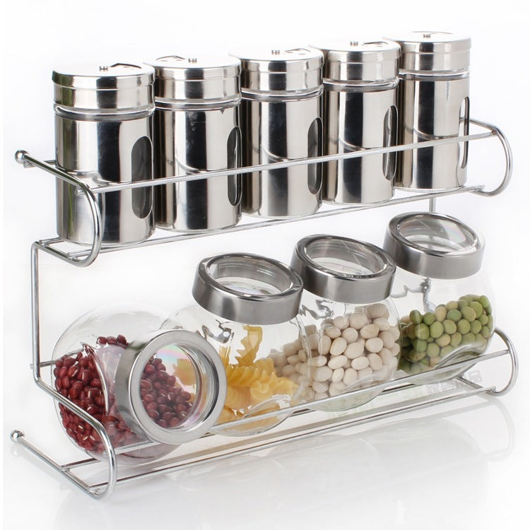 Glass Seasoning, Herbs, Spices Storage Containers Set
