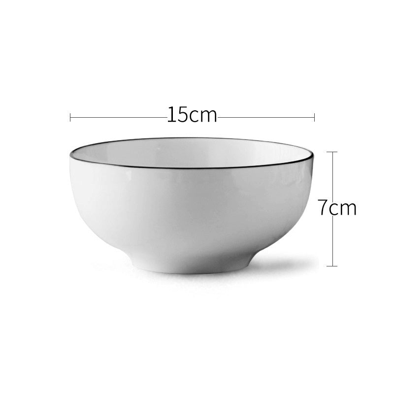 Japanese Ceramic Rice Bowl and Spoon Household Tableware