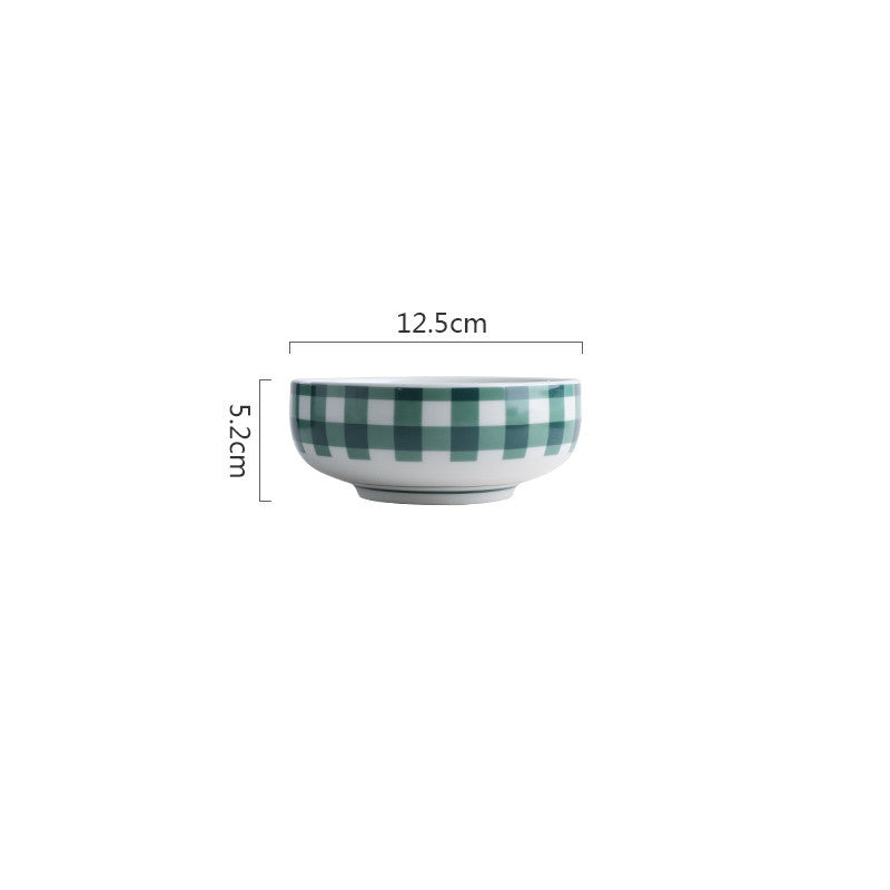 Checked Style Bowl Dish Spoon Dinnerware