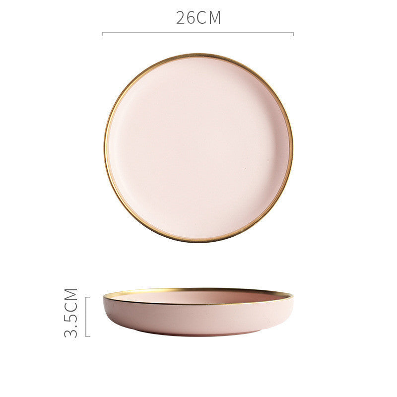 Nordic Style with Gold Trimming Ceramic Dinnerware Plates and Bowls