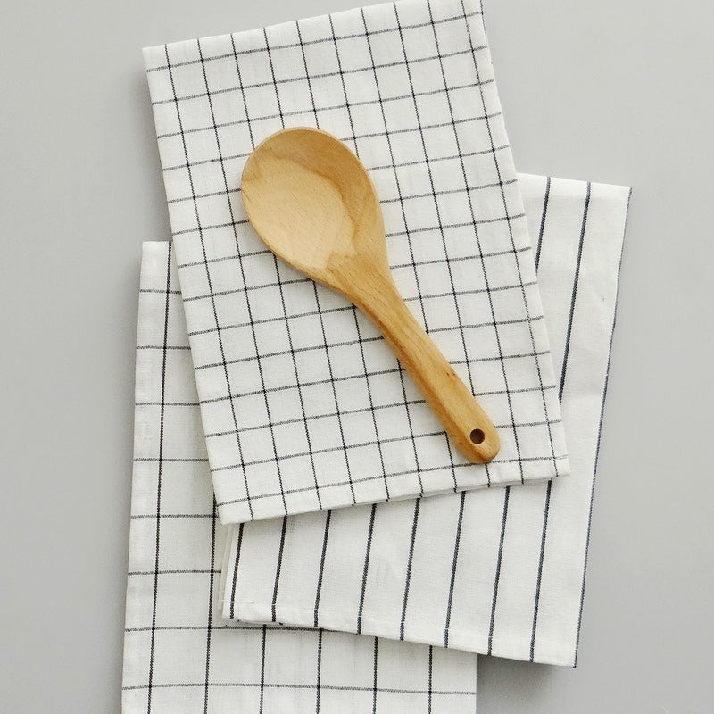 Line and Checkered Style Tea Towel Napkin for Kitchen