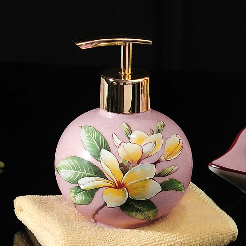 Красивая керамическая бутылка для лосьона для рук с цветочным рисунком в европейском стиле