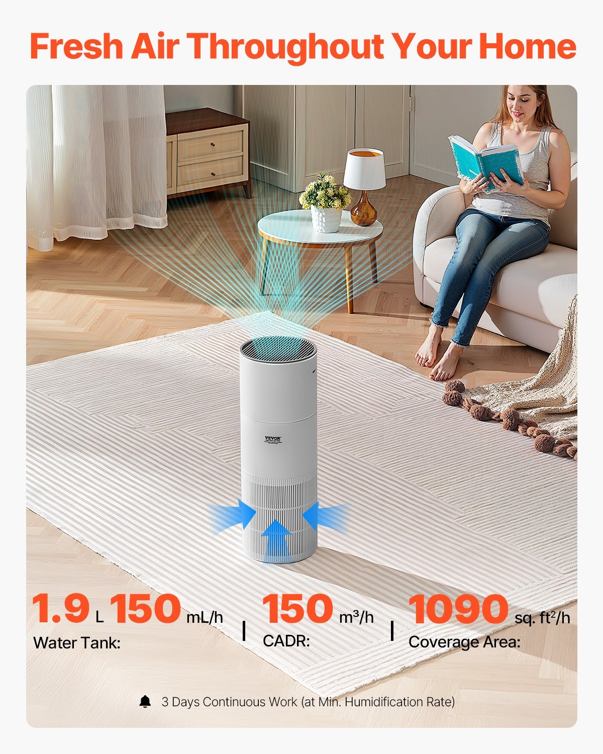 Air Purifier HEPA 11 Filter Air Purifier and Humidifier For Large Room