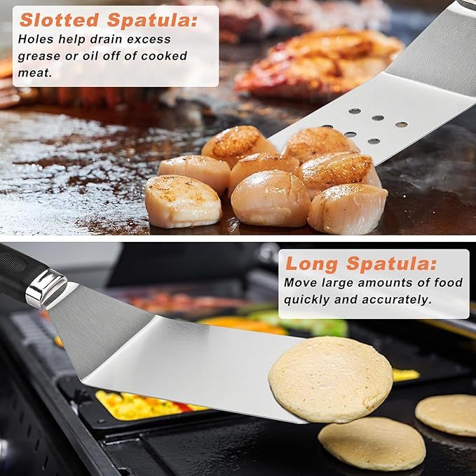27-piece Griddle Accessories Kit, Flat Top Grill Accessories Set for Camping, Professional Grill Spatula Set with Melting Dome, Burger Press for Outdoor BBQ Cooking