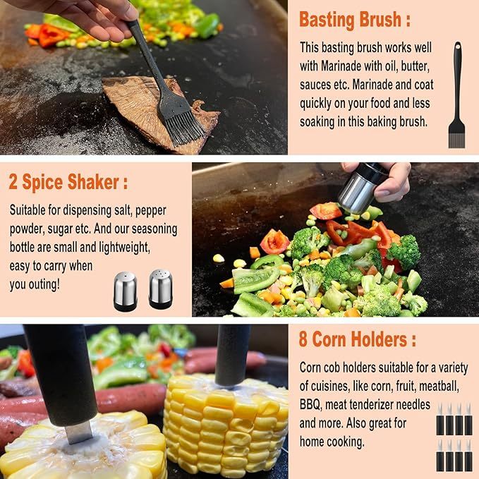 38-piece Griddle Accessories Kit, Professional Grill Tools Set For Outdoor Barbecue, Stainless Steel Griddle Spatula Set with Tongs, Smash Burger Press, Carry Bag, Perfect Grilling Gifts