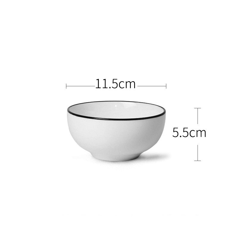 Japanese Ceramic Rice Bowl and Spoon Household Tableware