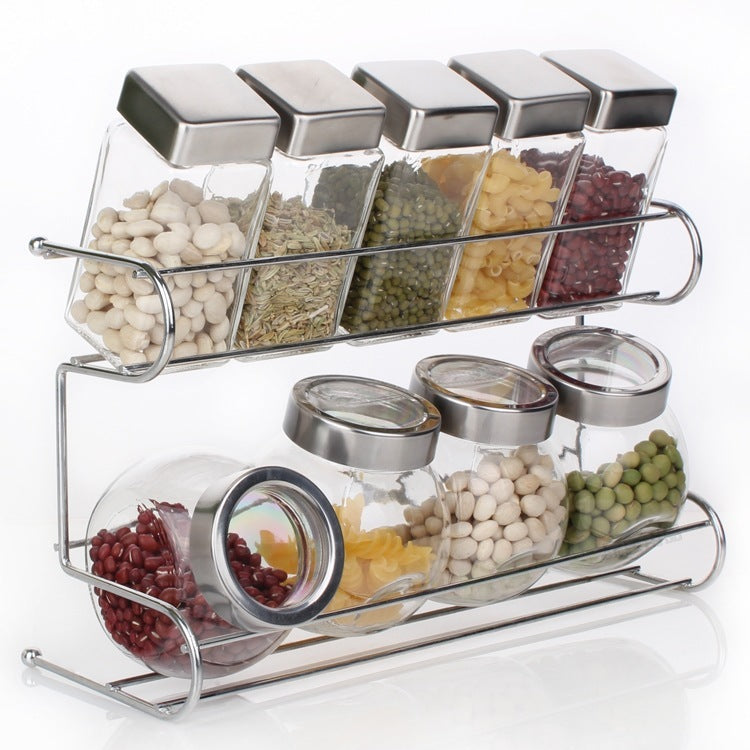 Glass Seasoning, Herbs, Spices Storage Containers Set