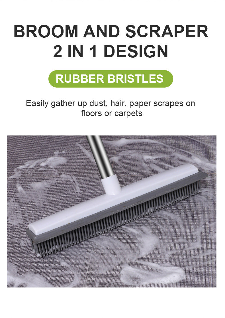 Pet Hair Rubber Carpet Rug Floor Broom with Soft Rubber Bristles