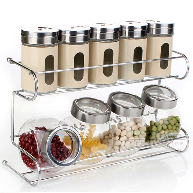 Glass Seasoning, Herbs, Spices Storage Containers Set