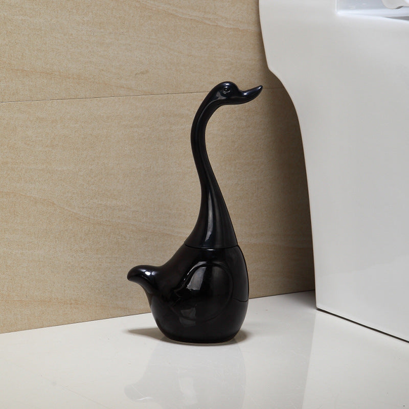 Ceramic Base Plastic Handle Creative Swan Design Toilet Brush Set