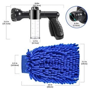 High Pressure Foam Canon Water Gun and Microfibre Cloth Gloves