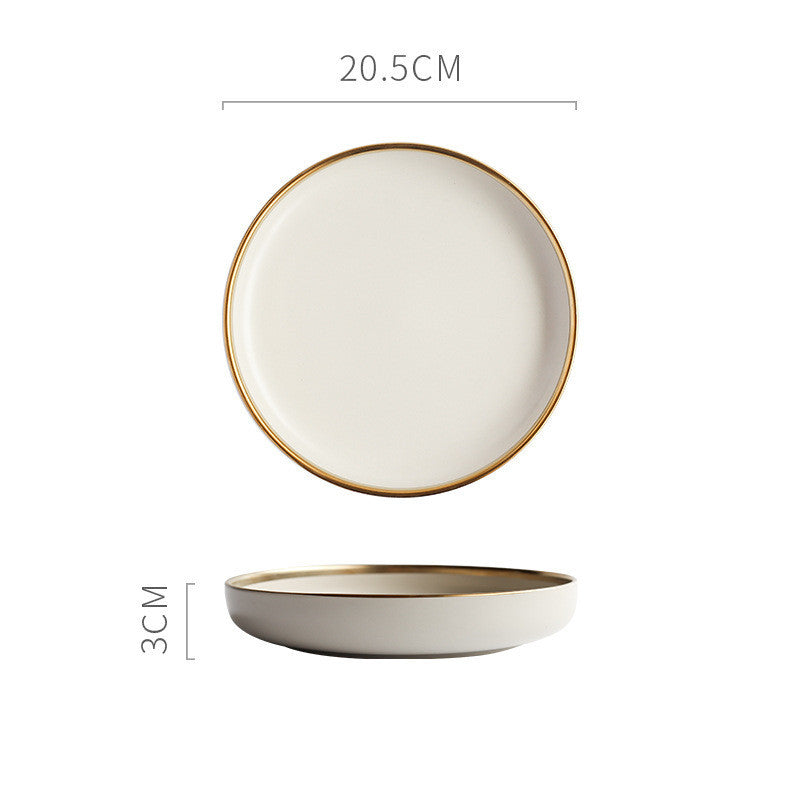 Nordic Style with Gold Trimming Ceramic Dinnerware Plates and Bowls