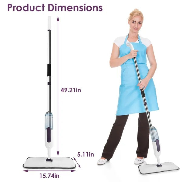 360-degree Rotating Spray Mop For Floor Cleaning with Extended Handle Microfiber Mop Pads for Hardwood, Laminate, Tile, Vinyl Floors