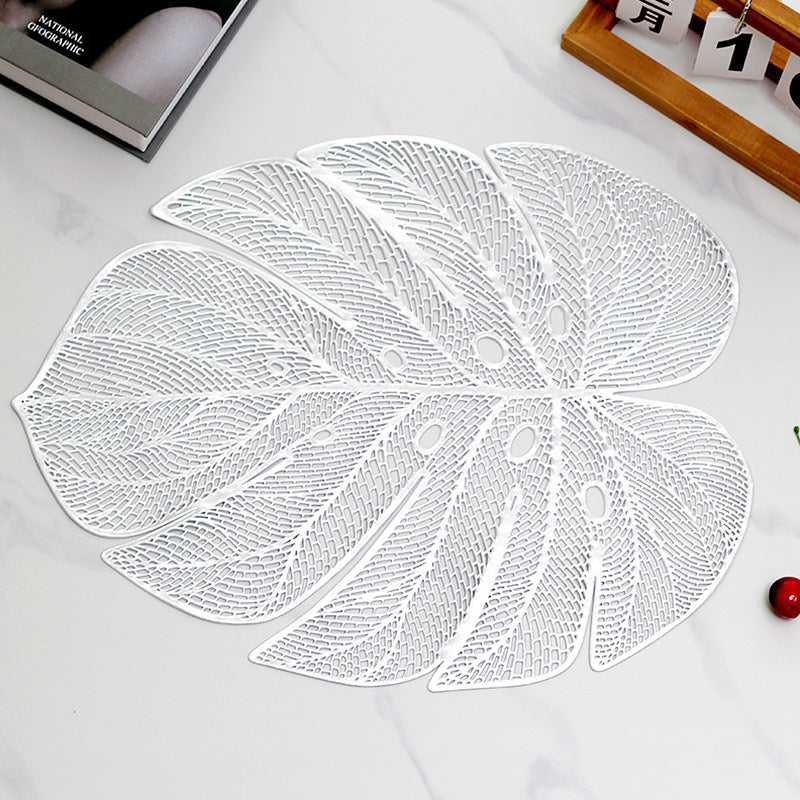 Nordic Style Hollow PVC Artificial Monstera Leaf Placemat Mat