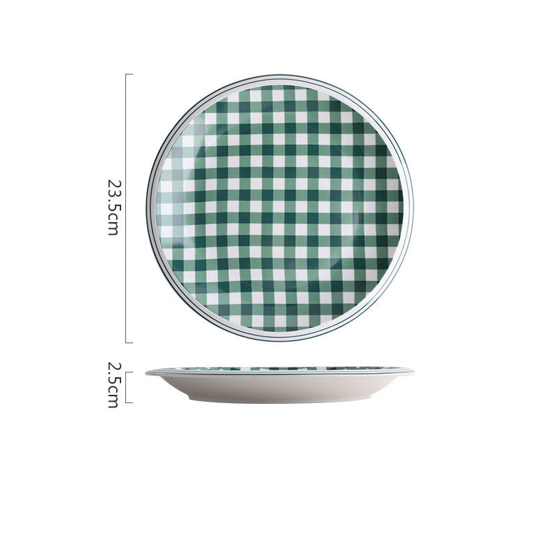 Checked Style Bowl Dish Spoon Dinnerware