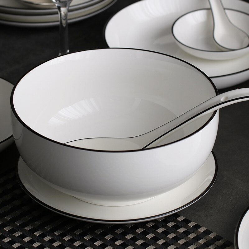 Japanese Ceramic Rice Bowl and Spoon Household Tableware