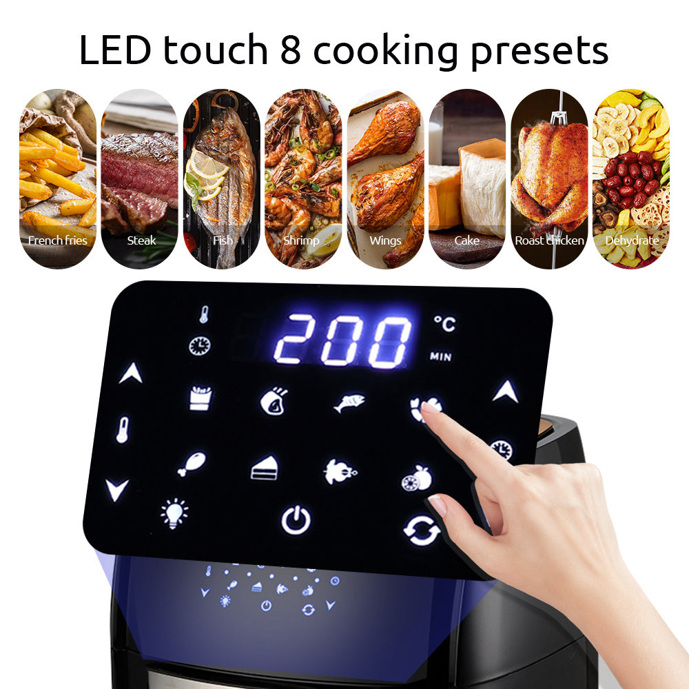 10L 360-degree Rotation Large Capacity Home Air Fryer with Digital Display