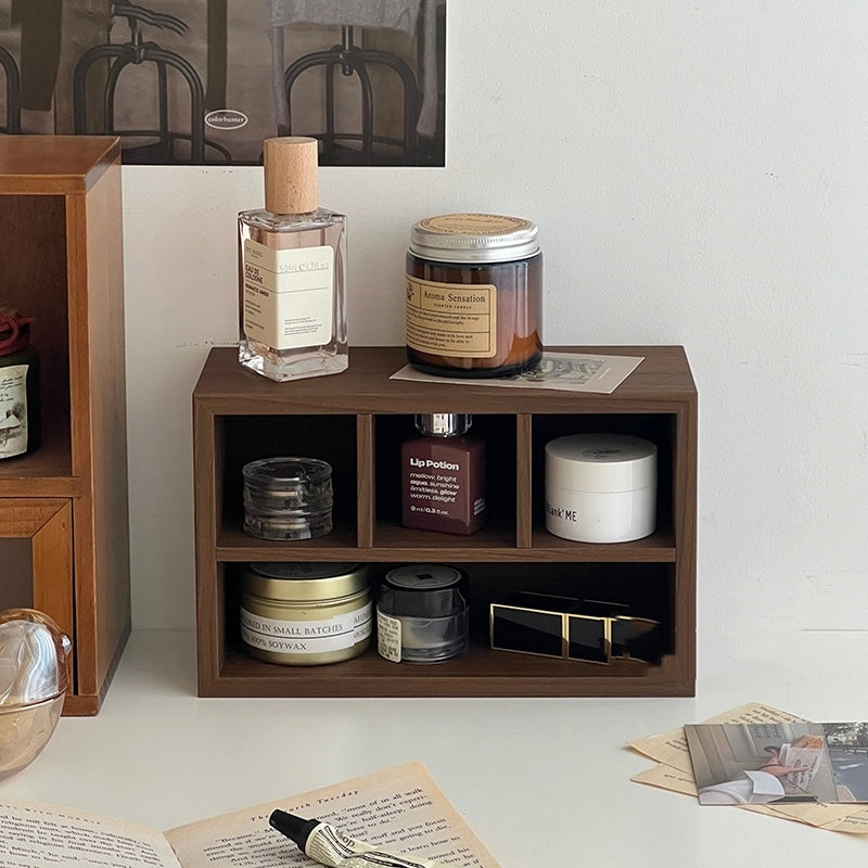 Retro Wood Desktop Grid Storage Box