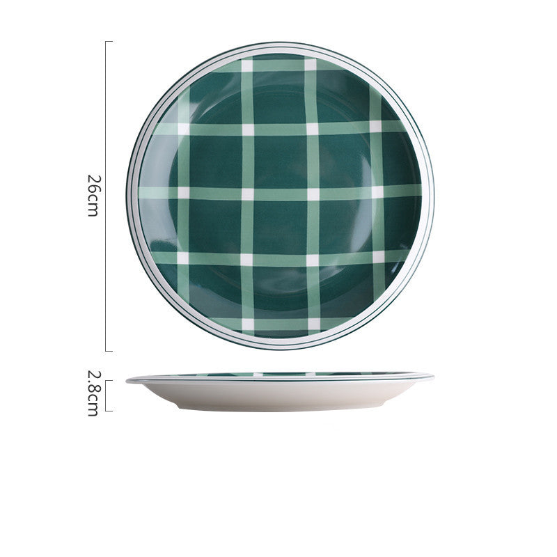 Checked Style Bowl Dish Spoon Dinnerware