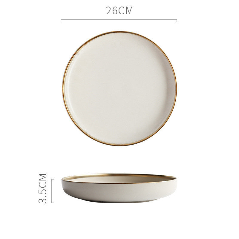 Nordic Style with Gold Trimming Ceramic Dinnerware Plates and Bowls