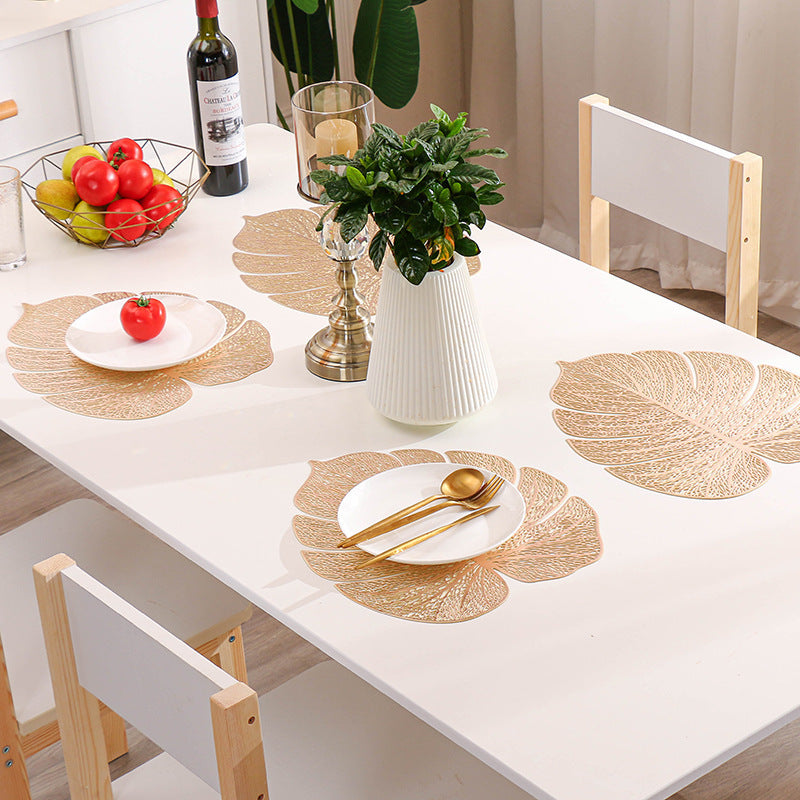 Nordic Style Hollow PVC Artificial Monstera Leaf Placemat Mat