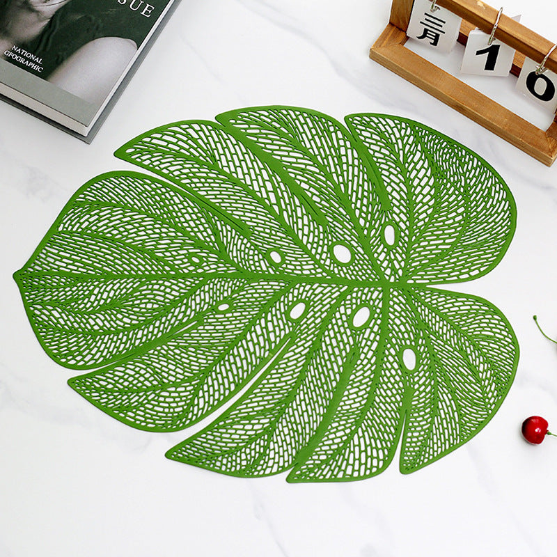Nordic Style Hollow PVC Artificial Monstera Leaf Placemat Mat