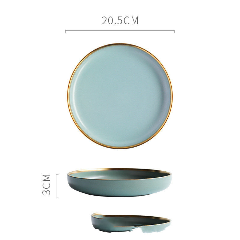 Nordic Style with Gold Trimming Ceramic Dinnerware Plates and Bowls