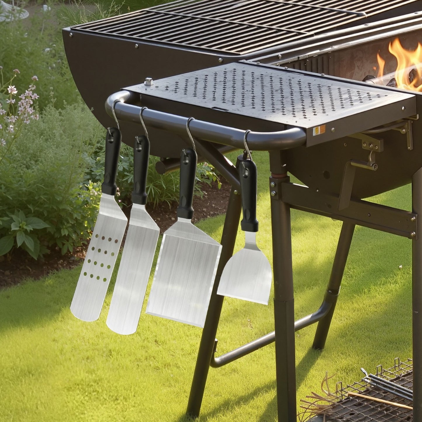 28-Piece Stainless Steel Griddle Flat Top Grill Spatula BBQ Tool Set