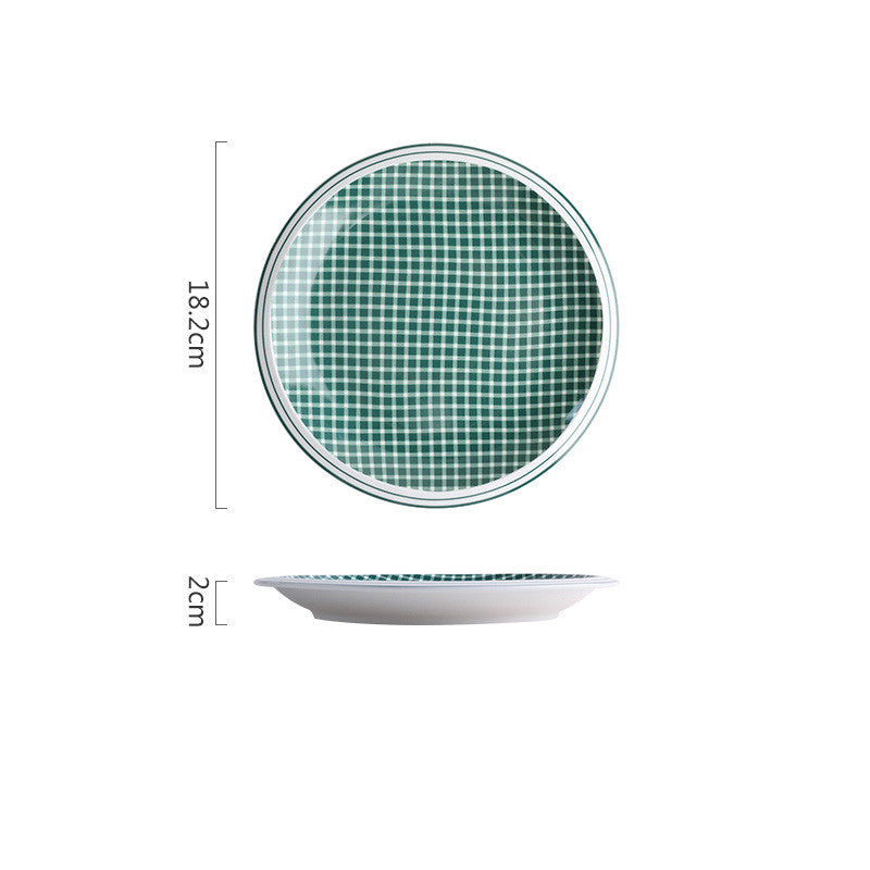 Checked Style Bowl Dish Spoon Dinnerware