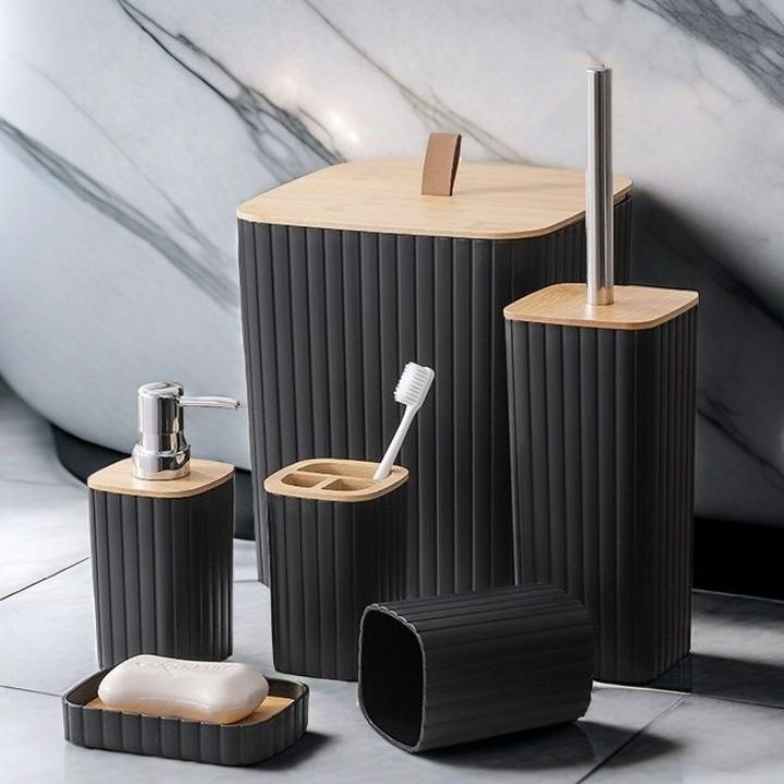 Bathroom Toiletries 6-piece Toilet Brush Toothbrush Cup Soap Set