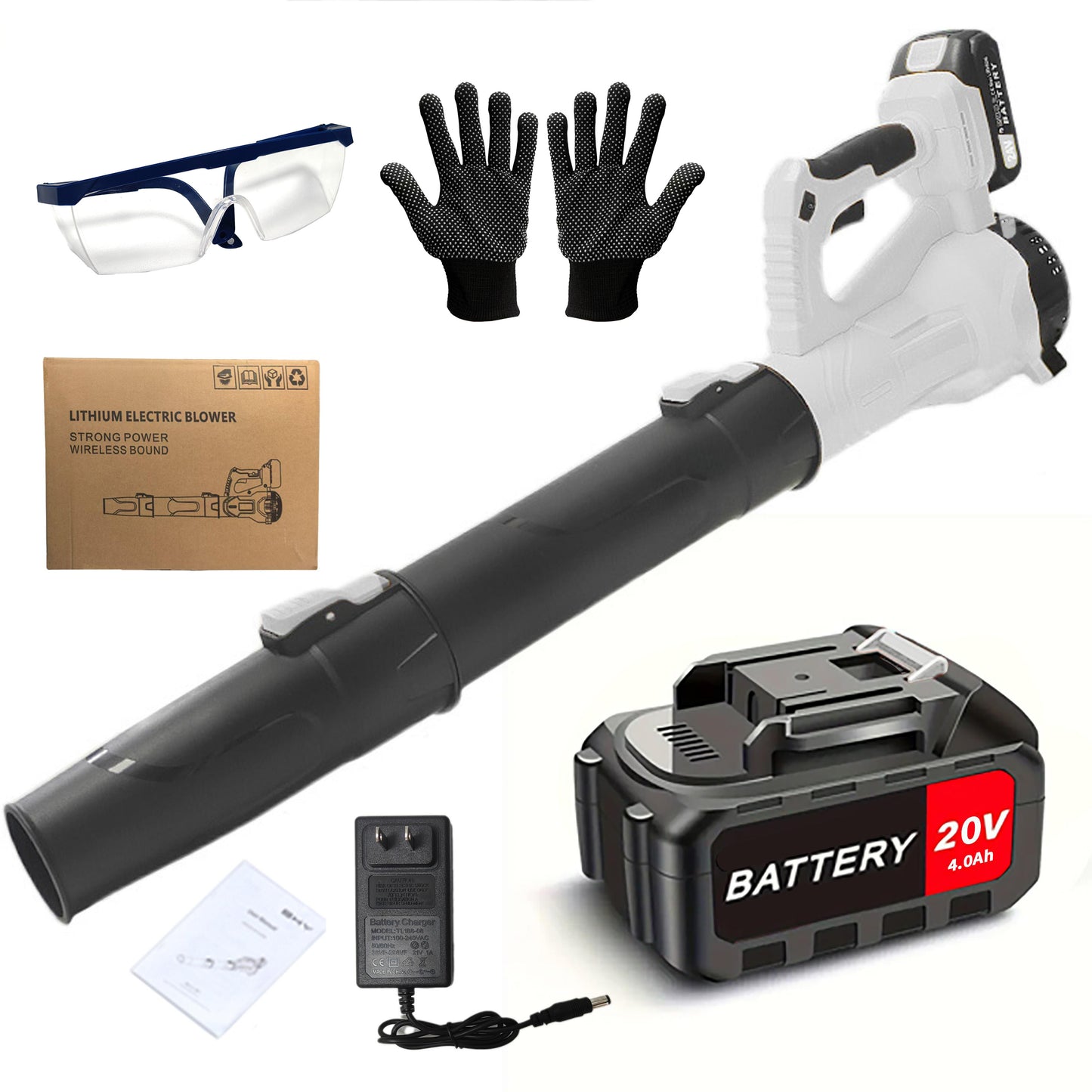 Cordless Leaf Blower 20V Electric Leaf Blower with 4.0Ah Batteries and Fast Charger, Variable Speed, Turbo Mode, Battery Powered Handheld Leaf Blowers For Lawn Care and Clearance Yard Leaves