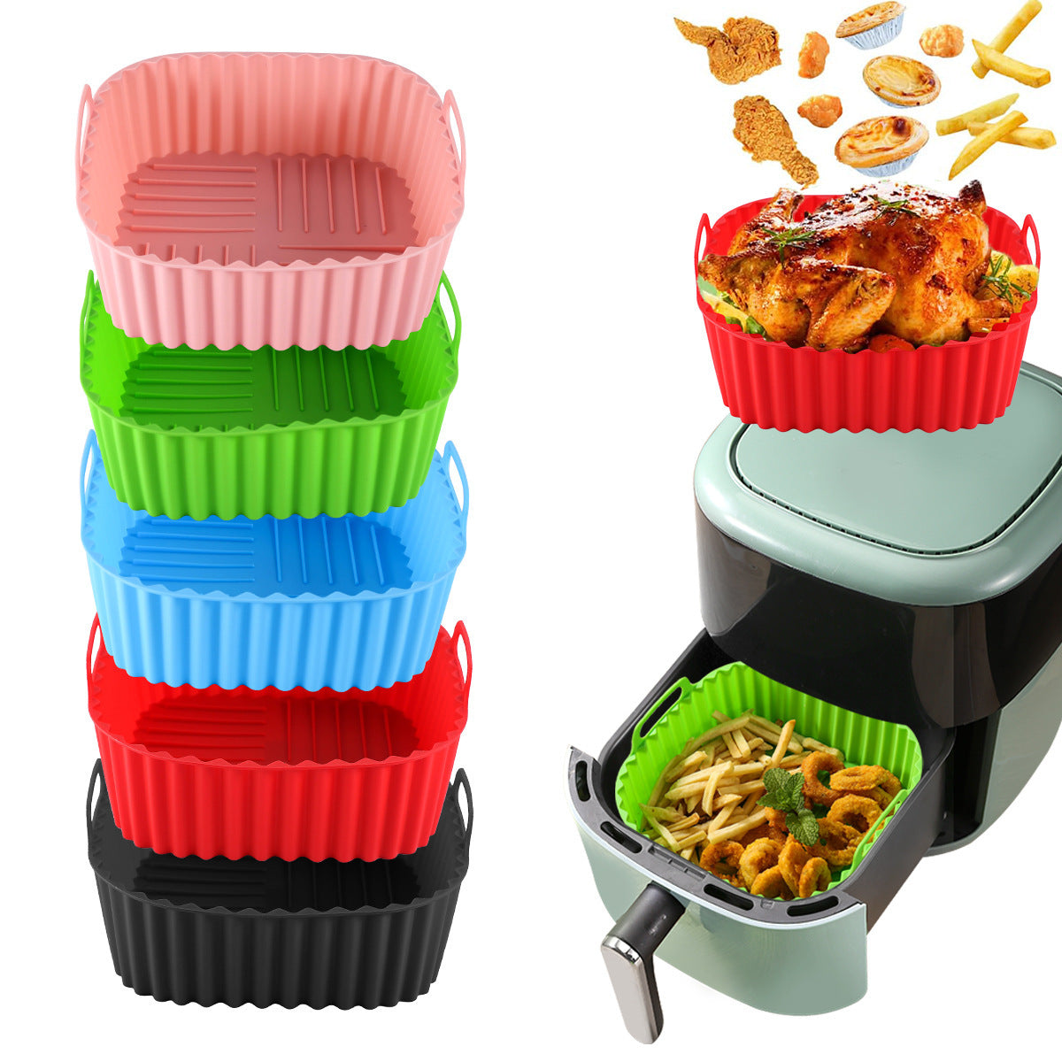 Multicolour Silicon Square Tray For Air Fryer