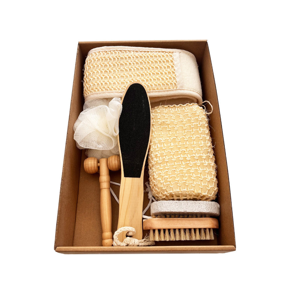 Bath Towel Bath Brush Pumice Stone Sisal Flower Sponge Gift Set