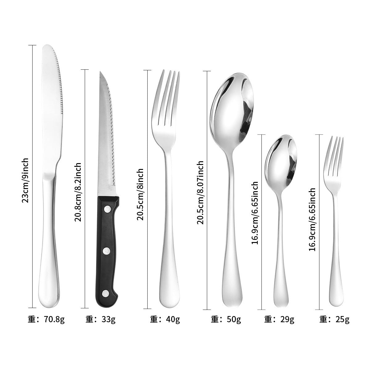 24-piece Stainless Steel Knife Fork And Spoon Serving Hotel Steak Tableware Set