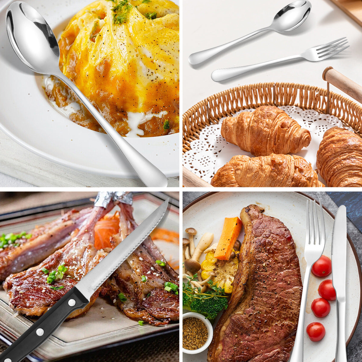 24-piece Stainless Steel Knife Fork And Spoon Serving Hotel Steak Tableware Set