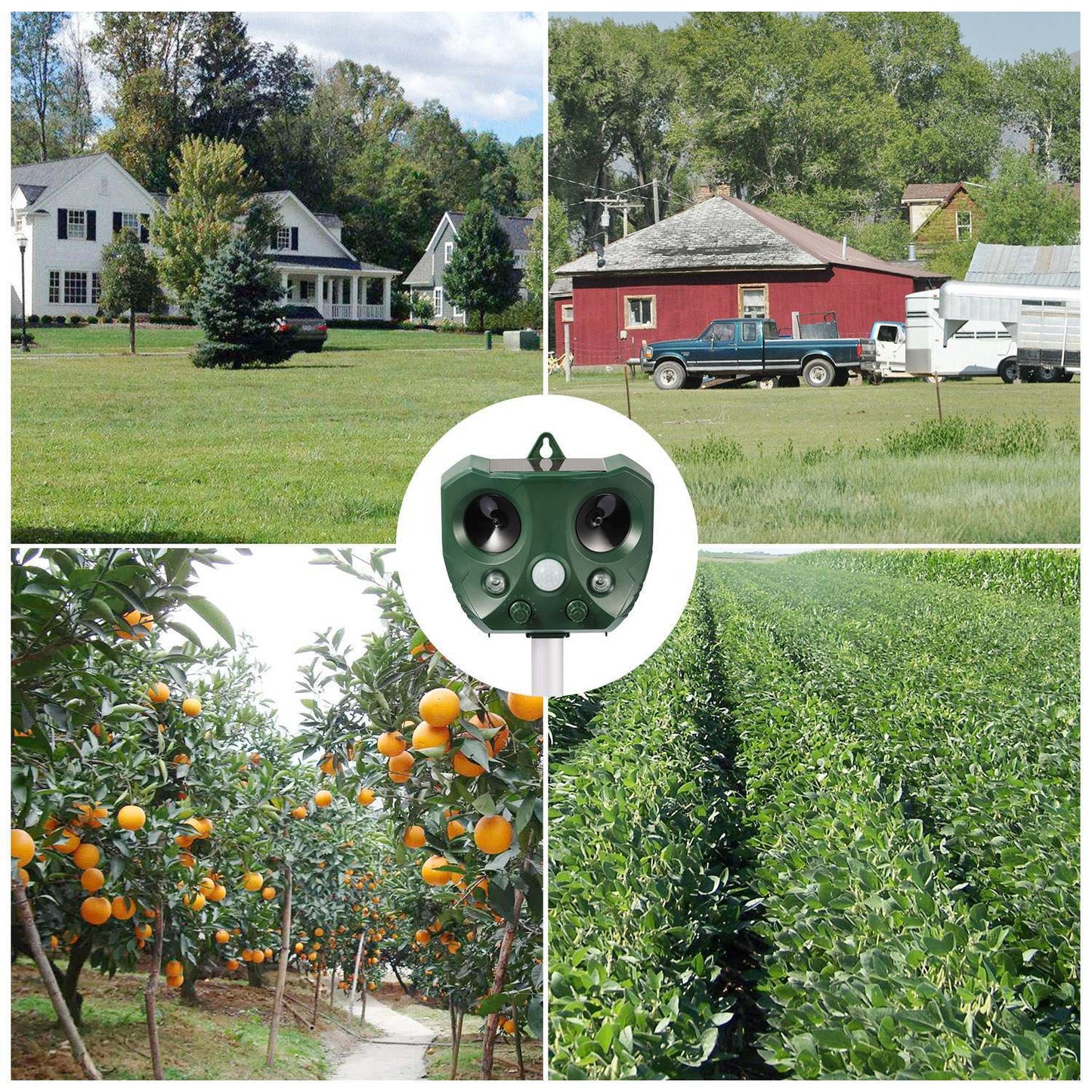 Ultrasonic Animal Repeller Solar Powered Repellent with Motion Sensor LED Flashing Lights for Outdoor, Farm, Garden, Yard