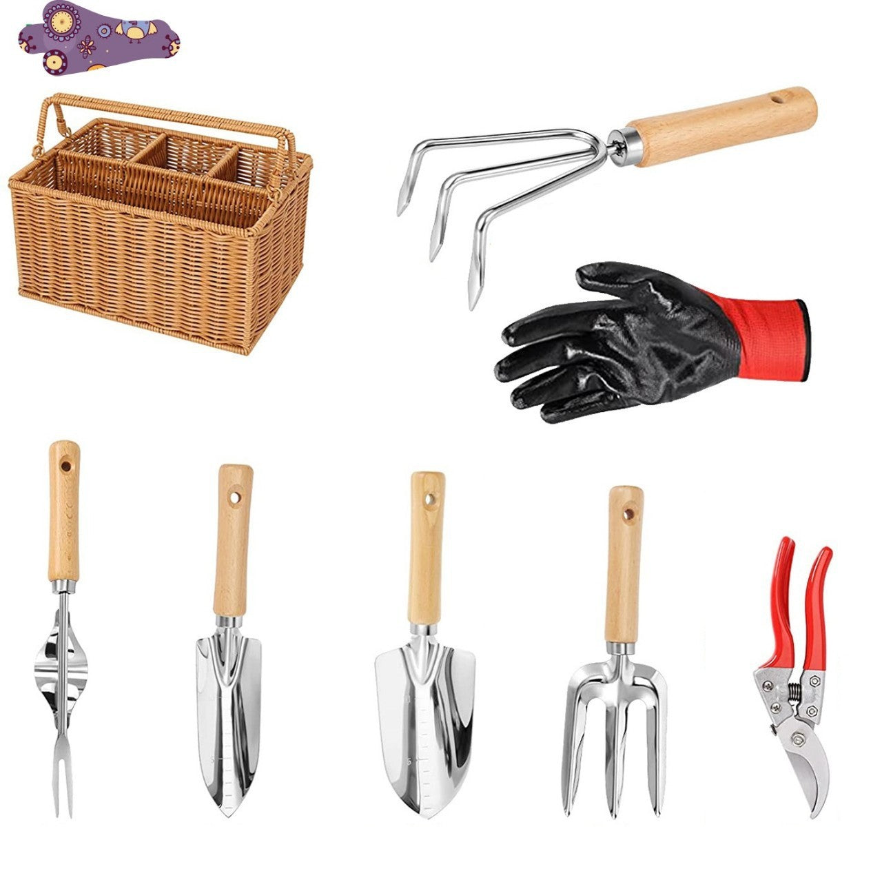 Pruning Scissors, Gloves, Hoe, Shovel Gardening Tools