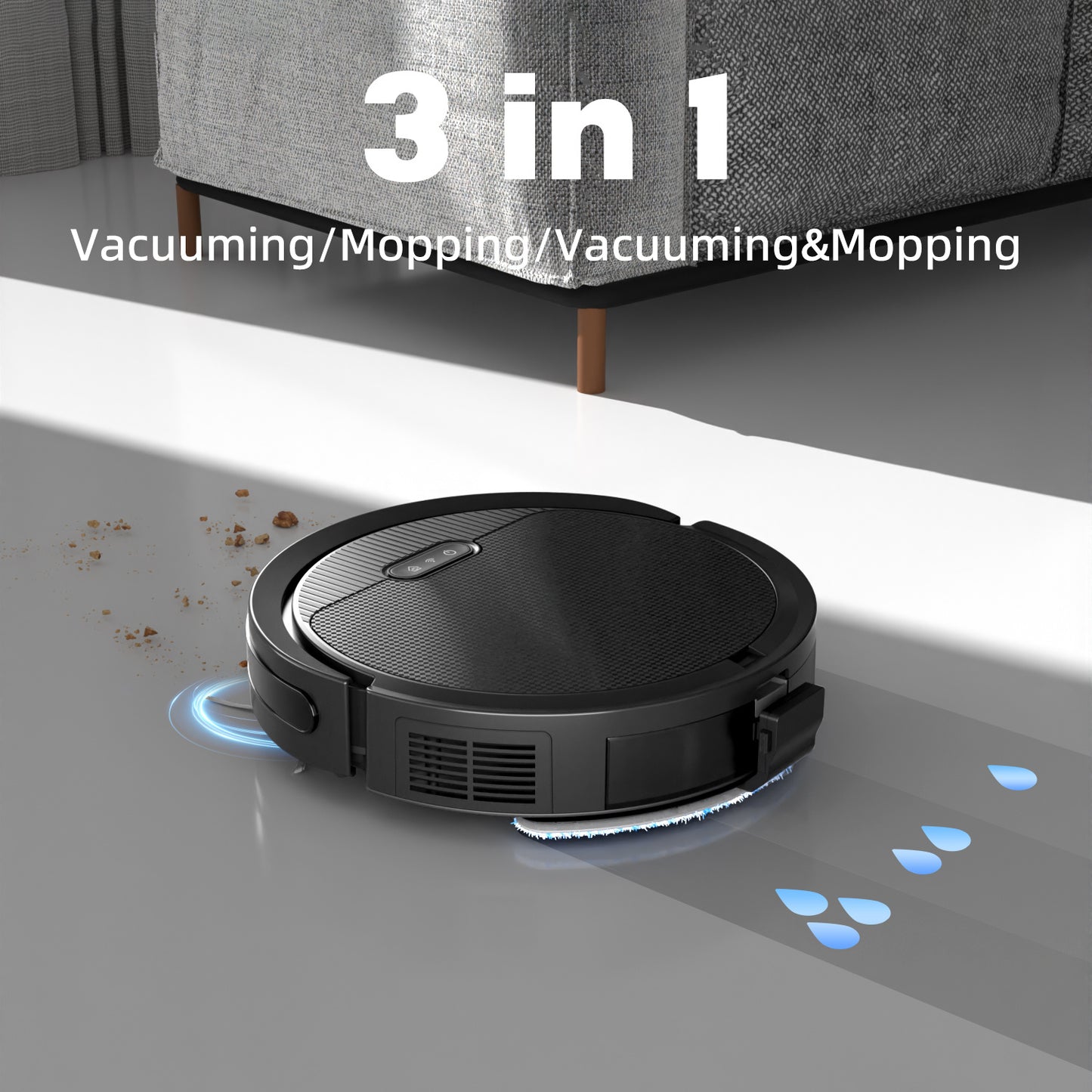 Self-Charging 3-in-1 Combo Robot Vacuum and Mop Cleaner for Home, Pet Hair