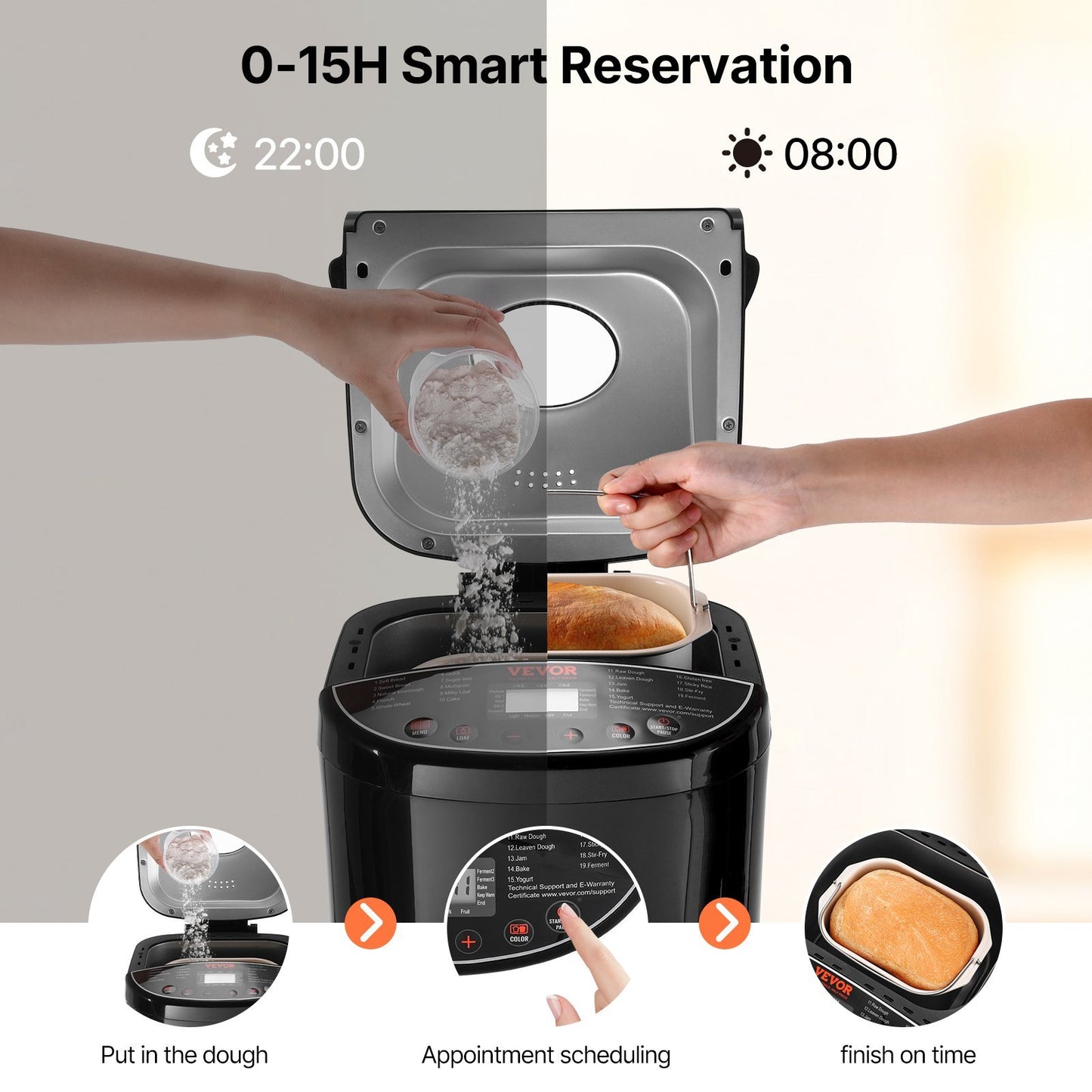 19-in-1 Automatic Compact Bread Maker with Digital Display