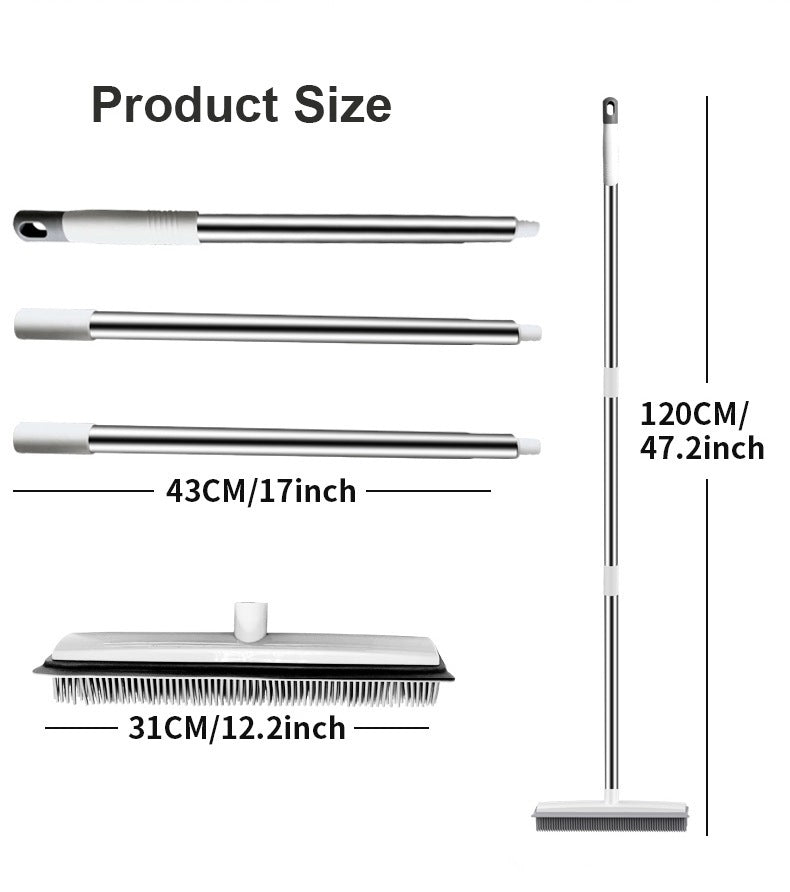 Pet Hair Rubber Carpet Rug Floor Broom with Soft Rubber Bristles