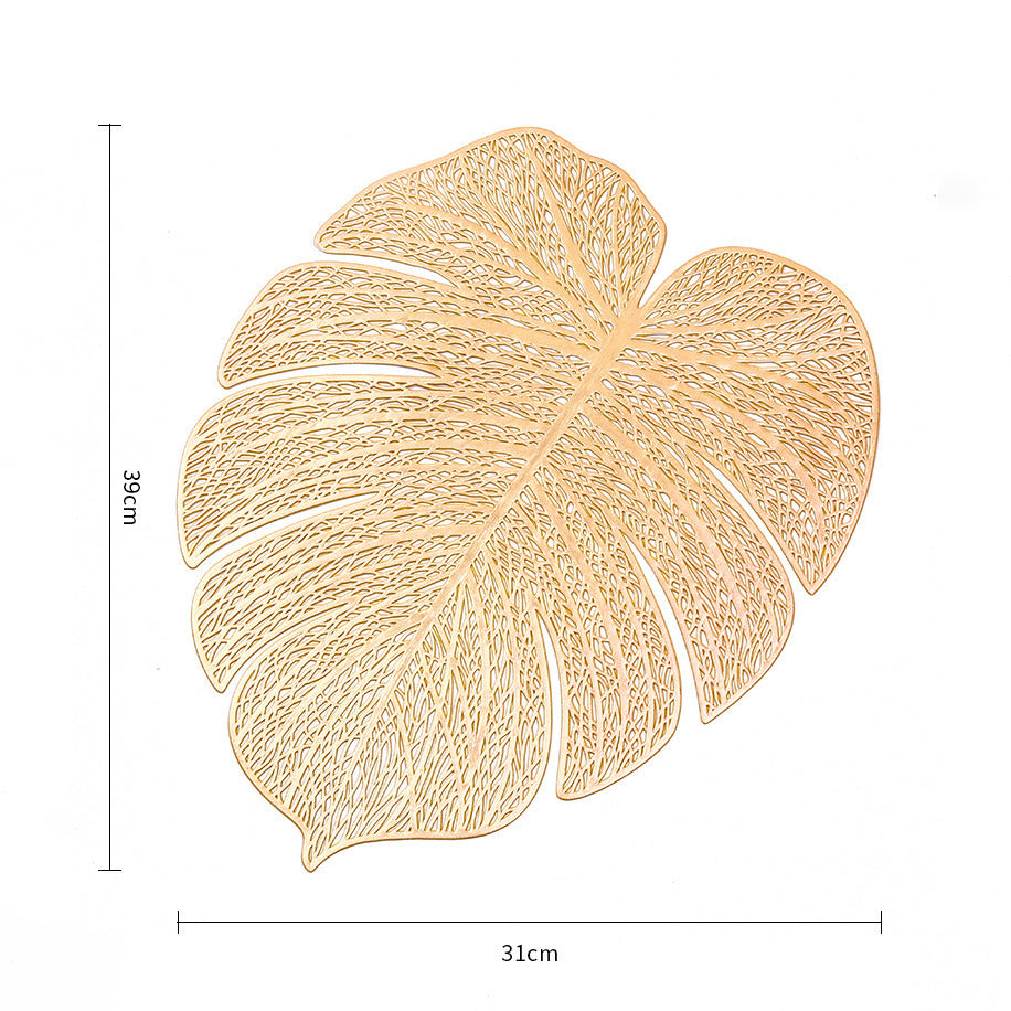 Nordic Style Hollow PVC Artificial Monstera Leaf Placemat Mat