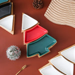 北欧风三格圣诞树陶瓷零食碟水果糖果盘