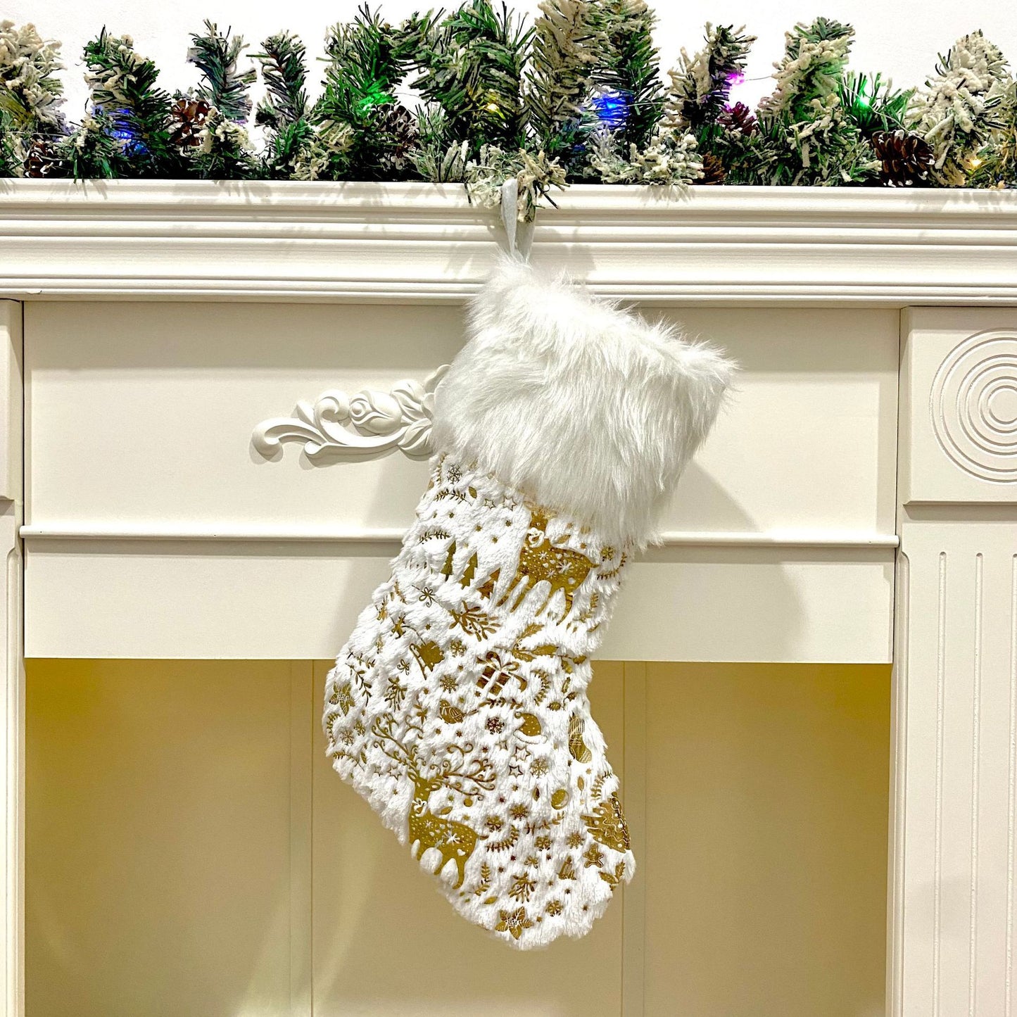 Super Soft Faux Fur Christmas Socks Gift Bag Christmas Decorations