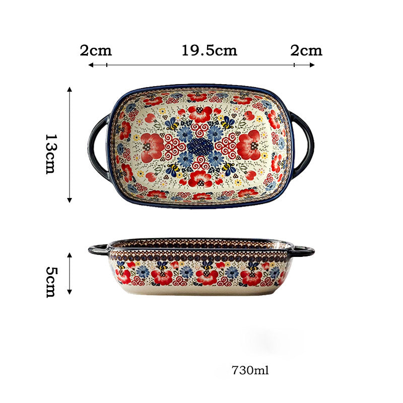 Бытовые прямоугольные керамические противни в ретро-стиле