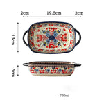 Бытовые прямоугольные керамические противни в ретро-стиле