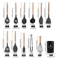 14-Piece BPA Free Silicone Non-stick Kitchen Utensils Set