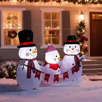 6.2ft 3-piece Inflatable Snowman Family Glow Up with Built-in LED Lights For Outdoor Garden Christmas Decor