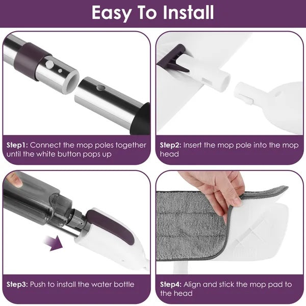 360-degree Rotating Spray Mop For Floor Cleaning with Extended Handle Microfiber Mop Pads for Hardwood, Laminate, Tile, Vinyl Floors