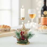 Golden Wrought Iron Christmas Candleholder Decoration